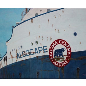 Great lakes freighter print wall art Algocape print wall decor man cave boat gift ship art limited edition art