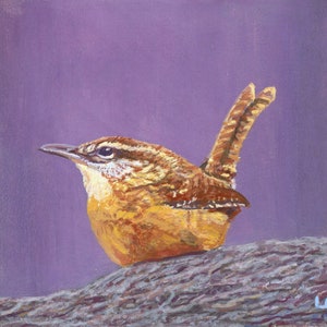 Bird print wall art Carolina wren casein painting print wall decor  gift for her gift bird lover