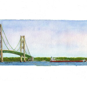 Original Great lakes freighter wall art Great Republic painting  watercolor wall decor ship gift fathers day present