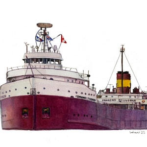 Great lakes freighter Edmund Fitzgerald print wall decor print watercolor painting print wall art ship art