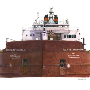 Great lakes freighter Paul R. Tregurtha wall decor print watercolor painting print wall art ship art