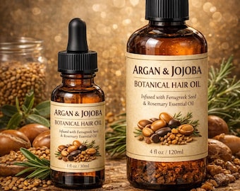 Mezcla de aceites botánicos herbales: argán, jojoba, fenogreco y romero