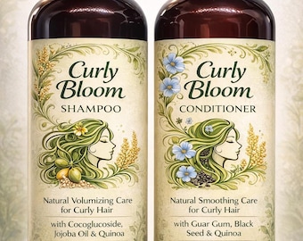 Set de cuidado de rizos Curly Bloom: champú y acondicionador naturales para cabello rizado