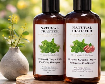 Set de champú y acondicionador purificante para el cuero cabelludo con orégano y jengibre / Tratamiento botánico para el cabello y el cuero cabelludo