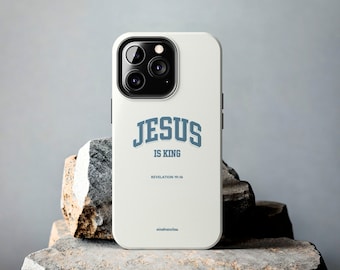 Christian Phone Case, Jesus is King, iPhone 16 15 14 13 12 11 Pro Max Plus X XR SE Durable Hard Case, Best Minimal Modern Aesthetic Gift