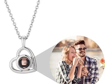 Herz Foto Halskette • Bild Halskette • Projection Halskette • Herz Medaillon Halskette • Herz Halskette • Valentinstag Geschenk • Geschenk für Sie