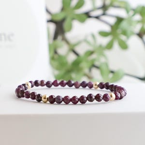 Ruby Stretch Bracelet: Gold Filled or Sterling Silver Stacking Jewelry. Various Style to Choose Frome