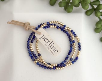 Bracelet Femme Vintage Plaqué Or Jaune Avec 10 Saphirs - Création Française N4148 - Longueur 23-24 Cm