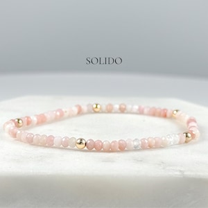 Pulsera de ópalo rosa: chapada en oro de 14 k o con detalles en plata de ley, varios estilos SOLIDO GOLD
