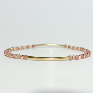 Pulsera de barra rellena de oro con cuentas de piedras preciosas brillantes de grado A / Pulsera de tubo con cuentas / Relleno de oro, plata