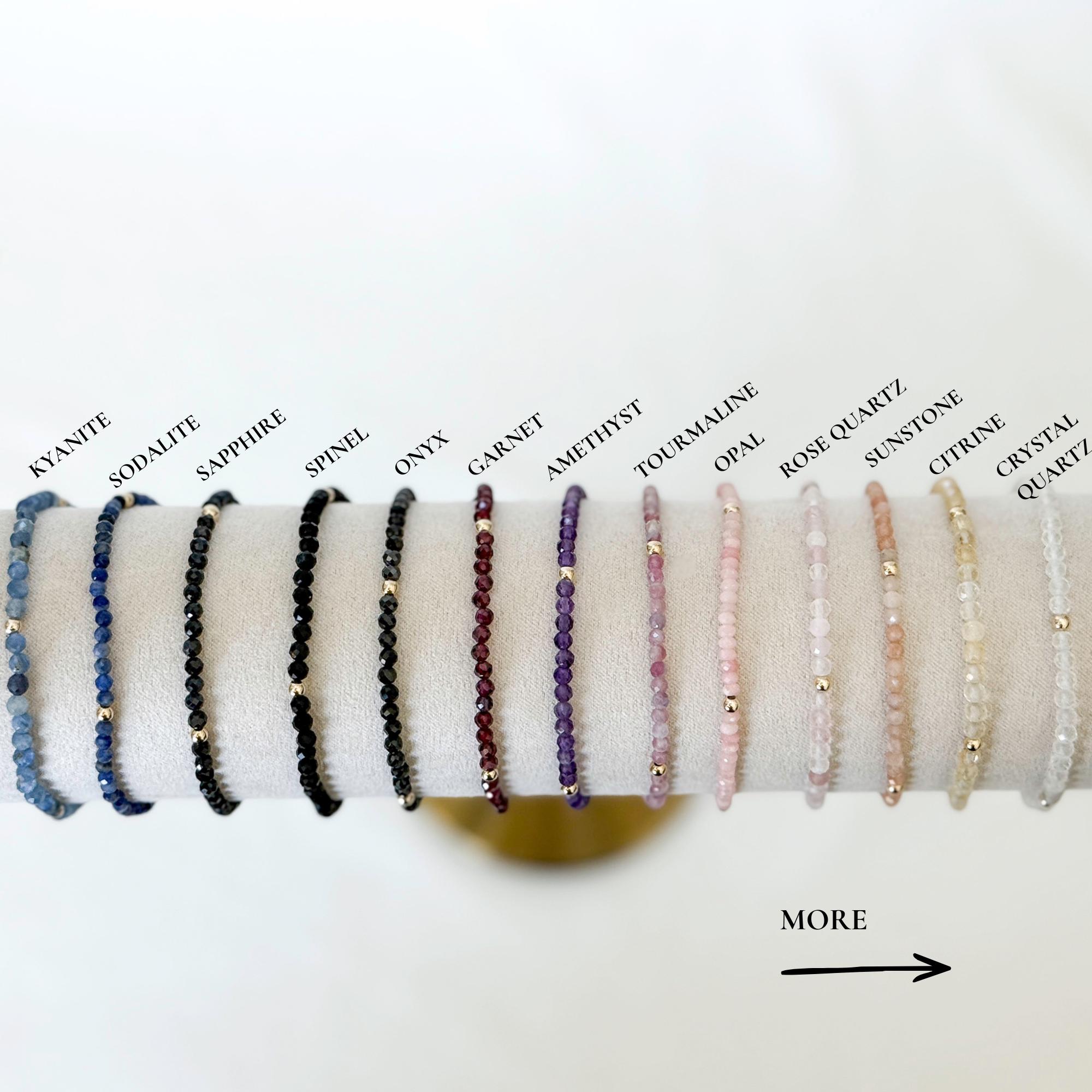 Dainty Stackable Gemstone Bracelets, 3mm Stretch Bead Bracelets With ...