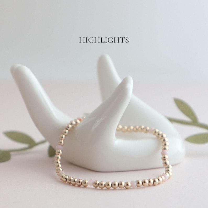 Pulsera de ópalo rosa: chapada en oro de 14 k o con detalles en plata de ley, varios estilos HIGHLIGHTS GOLD