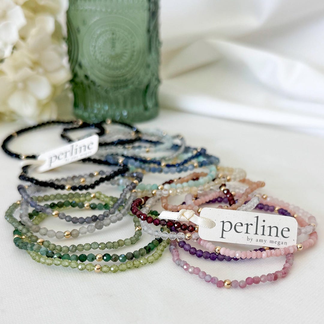 Dainty Stackable Gemstone Bracelets, 3mm Stretch Bead Bracelets With ...
