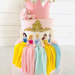 Disney Princesses DIGITAL LISTING Cake topper Disney Princess Edible Icing sheet Belle cake toppers Cinderella Kids Party  Cake Ariel Disney