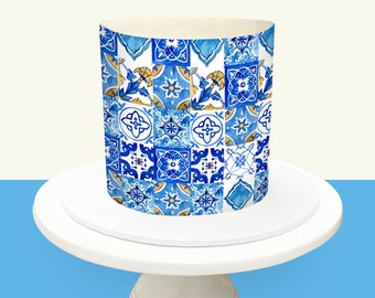 Positano print DIGITAL LISTING Cake Wrap Trendy Amalfi Tile Party Cake Womens Bridal Shower Party Cake Engagement Cake Turkish Tile