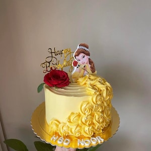 Topper per torta La bella e la bestia ELENCO DIGITALE Foglio di glassa commestibile Belle Toppers per torta Belle Festa per bambini La bella e la bestia Torta Disney