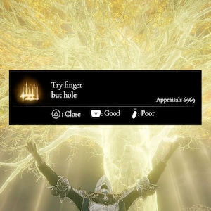 Elden Ring Bumper Sticker - Try Finger But Hole | Video Game Meme for Dark Souls, Demon Souls, Bloodborne, RPG Fans | Funny Gift for Gamers