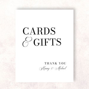 Plantilla de letrero de tarjetas y regalos con clase para recepción de bodas / Descarga instantánea imprimible