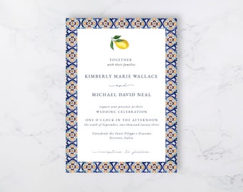 Mediterranean Wedding Invitation Template | DIY Printable Instant Download