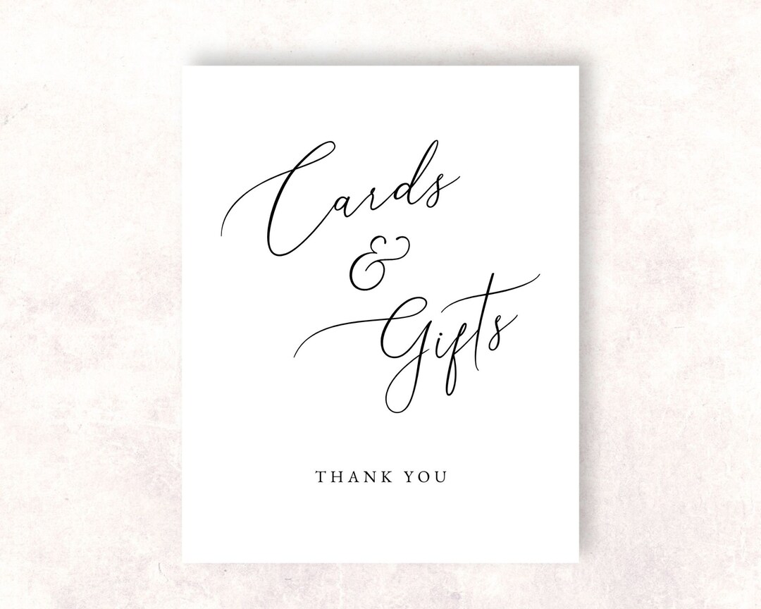 Modern Cards & Gifts Sign Template for Wedding Reception | Printable ...