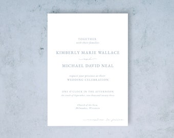 Simple French Blue Wedding Invitation Template | DIY Printable Instant Download