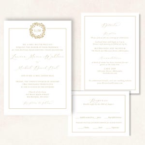 Suite de faire-part de mariage catholique traditionnelle messe nuptiale, modèle imprimable or