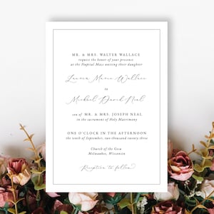 Traditional Nuptial Mass Catholic Wedding Invitation Template | Printable Instant Download