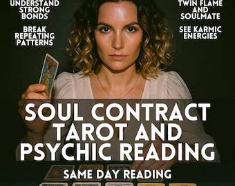 Lectura psíquica de tarot sobre el contrato del alma / Conexiones kármicas, lecciones espirituales, energía de vidas pasadas, perspectivas sobre relaciones (PDF) / Alma gemela y amor