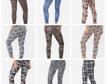 High waisted Fitness gym super soft leggings leopard zebra camo check