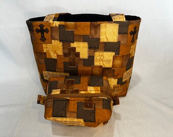 Conjunto de bolso de mano y bolsa para cosméticos Have Faith