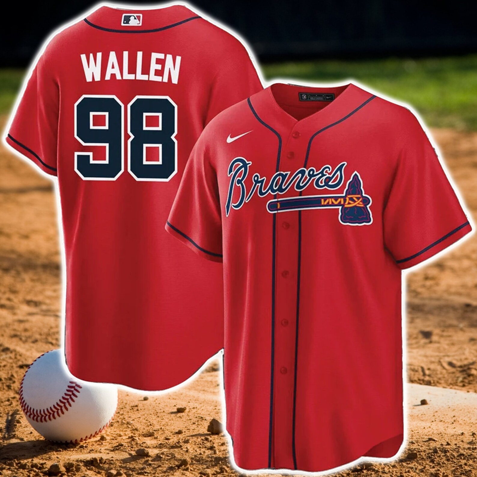 Wallen '98 Braves Baseball Jersey 98 Braves Jersey Etsy Canada