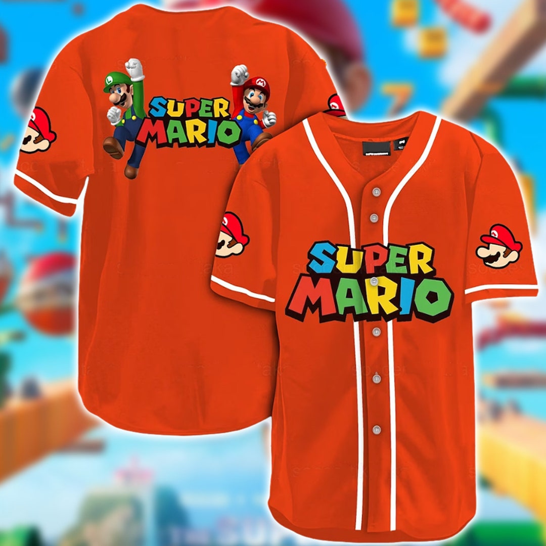 Super Mario Shirt Super Mario Baseball Jersey Mario Jersey Etsy