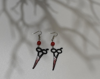 Bloody Scissors Earrings – Spooky Halloween Jewelry, Gothic Accessories.