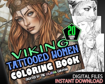 Viking Tattooed Women Coloring Pages | Instant Download | Coloring Pages | Warrior Ladies Series | Viking Women Body Art Coloring Pages
