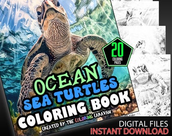 Ocean Sea Turtles Coloring Pages | Majestic Marine Turtles Coloring | Instant Download | Coloring Pages | Digital Sea Turtle Color Pages