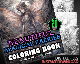 Beautiful Magical Faeries Coloring Pages | Instant Download | Coloring Pages | Fairy Garden Color Pages | Whimsical Fantasy Art Coloring