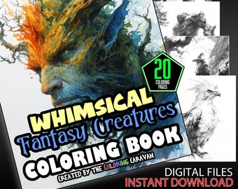 Whimsical Fantasy Creatures Coloring Pages | Fantasy Creature Art| Instant Download | Coloring Pages | Magical Creatures Coloring