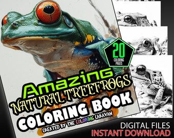 Amazing Natural Treefrog Coloring Pages | Exotic Amphibian Illustrations | Instant Download | Coloring Pages | Majestic Frogs Coloring Book