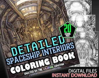Detailed Spaceship Interiors Coloring Pages | Instant Download | Coloring Pages | Spaceship Coloring Series | Spacecraft Coloring Designs