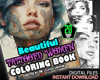Beautiful Tattooed Women Coloring Book | Instant Download | Coloring Book | Tattooed Women Illustrations | Elegant Body Art Coloring Designs