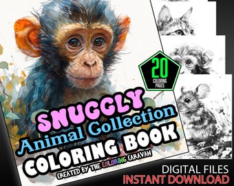 Snuggly Animal Collection Coloring Pages | Cute Cuddly Creatures Coloring | Instant Download | Coloring Pages | Cute Animal Coloring Pages
