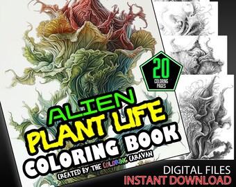 Alien Plant Life Coloring Pages | Alien Flora Coloring Designs | Instant Download | Coloring Pages | Sci-Fi Botanical Artwork Collection