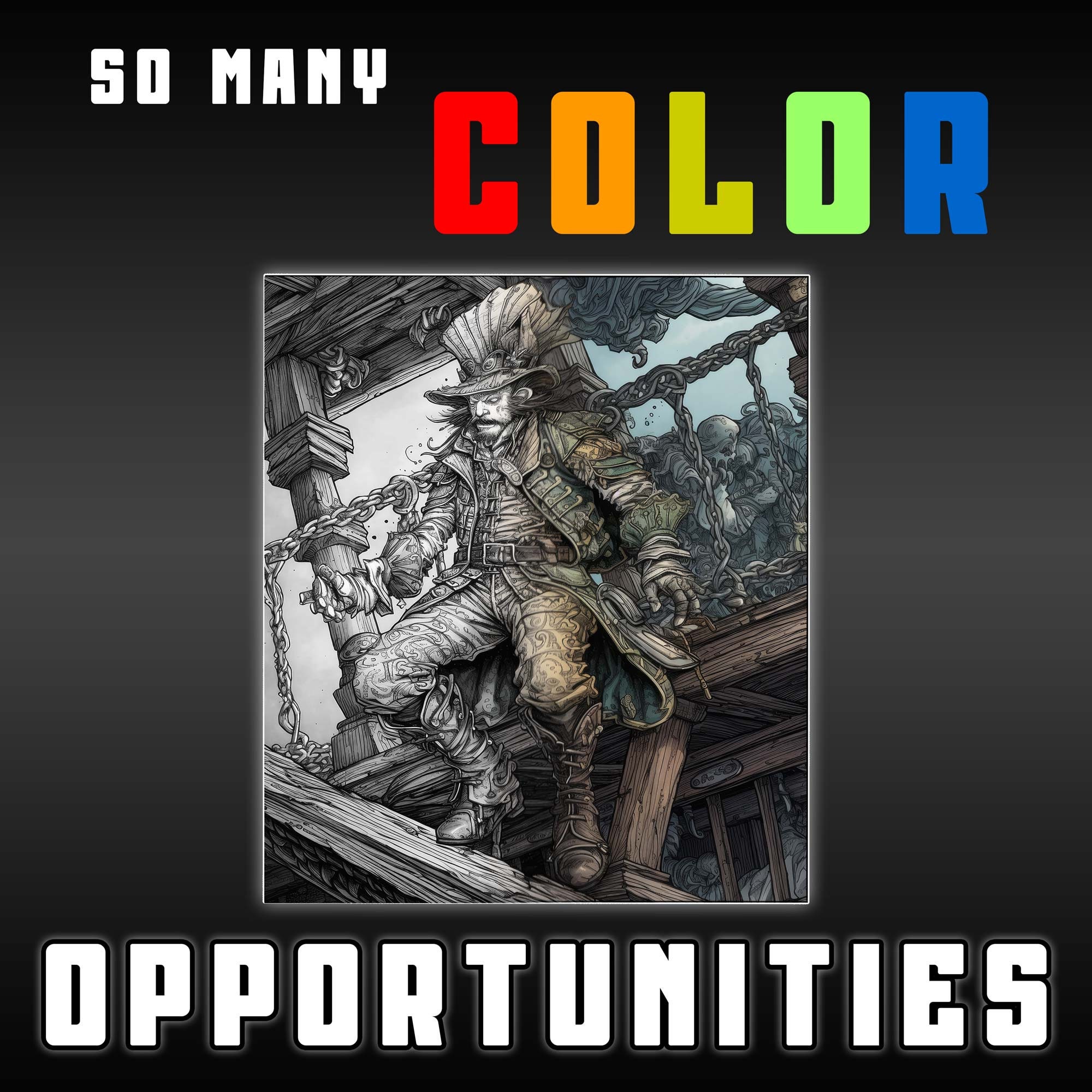 Swashbuckling Pirate Captains Coloring Pages Dark & Light - Etsy