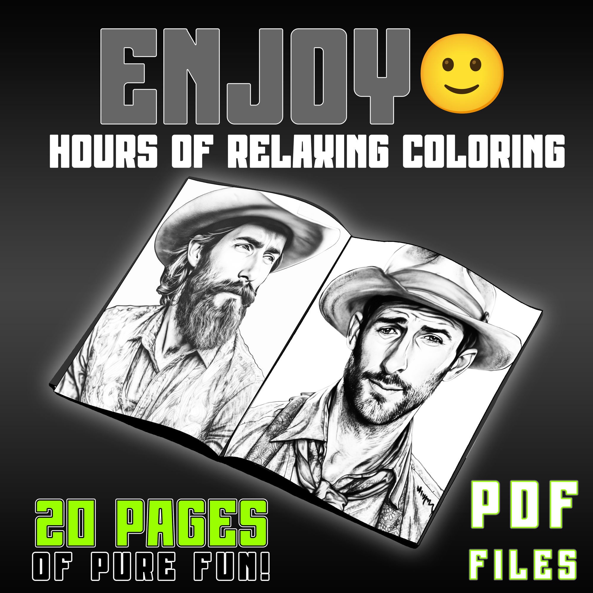 Yellowstone Cowboys Coloring Pages Dark & Light Versions Etsy