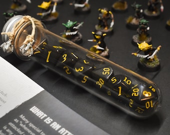 RPG Dice Set Potion Tube: Dark Polyhedral Dice