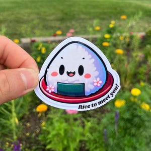 Kawaii Onigiri Stickers | Cute Asian Food Stickers | Waterproof, laminated | Perfect for Water Bottles, Laptops, Car Bumpers and Journals
