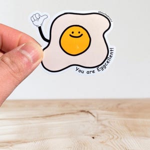 Cute Breakfast Stickers | Egg Sticker, Positivity Stickers | Laminated | Perfect for Water Bottles, Laptops, Car Bumpers and Journals