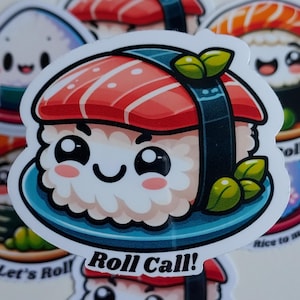 Kawaii Sushi Stickers Pack | Cute Asian Food Stickers | Waterproof, laminated | Perfect for Water Bottles, Laptops, Car Bumpers and Journals