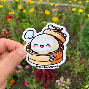 3 PACK - Cute Asian Food Stickers | Kawaii Bao, Steamed Buns | Waterproof, laminated | For Water Bottles, Laptops, Car Bumpers and Journals