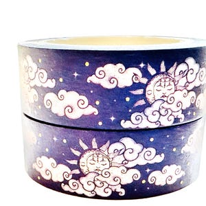 Art Nouveau Sun Moon Clouds Gold Foil Washi Tape